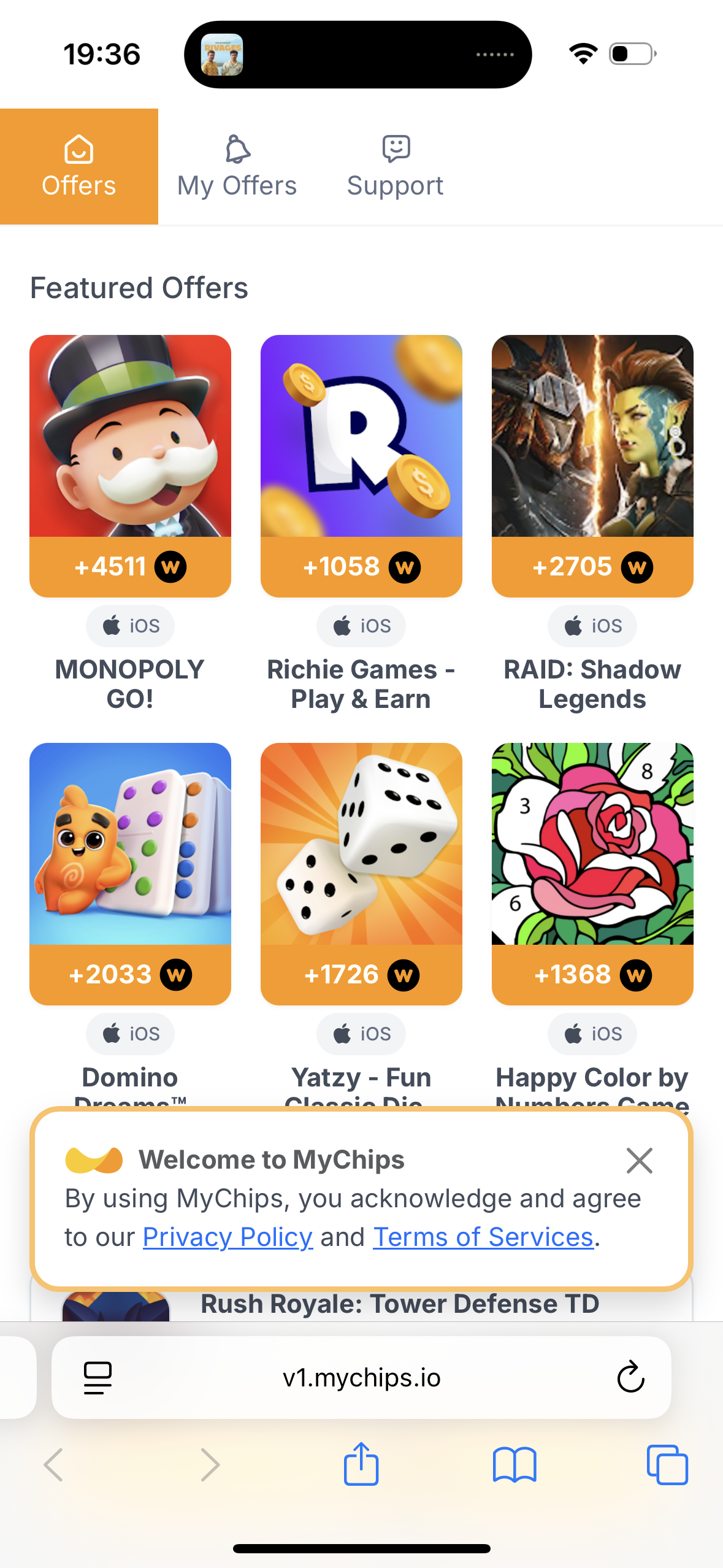 MyChips — étape 1
